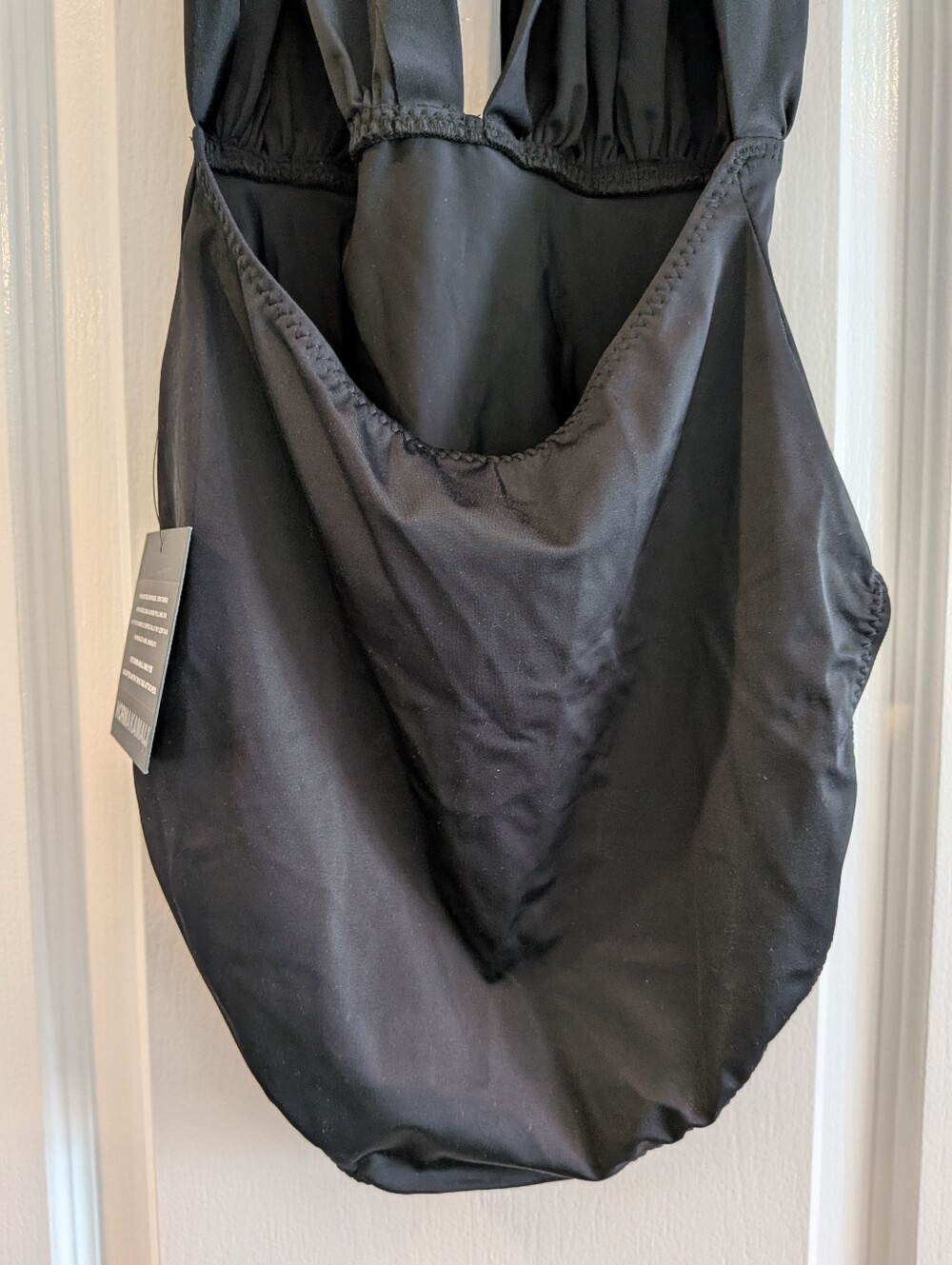 Norma Kamali Halter One Piece Swimsuit Black Plunge Minimalist Luxury Size M NWT - Picture 14 of 16